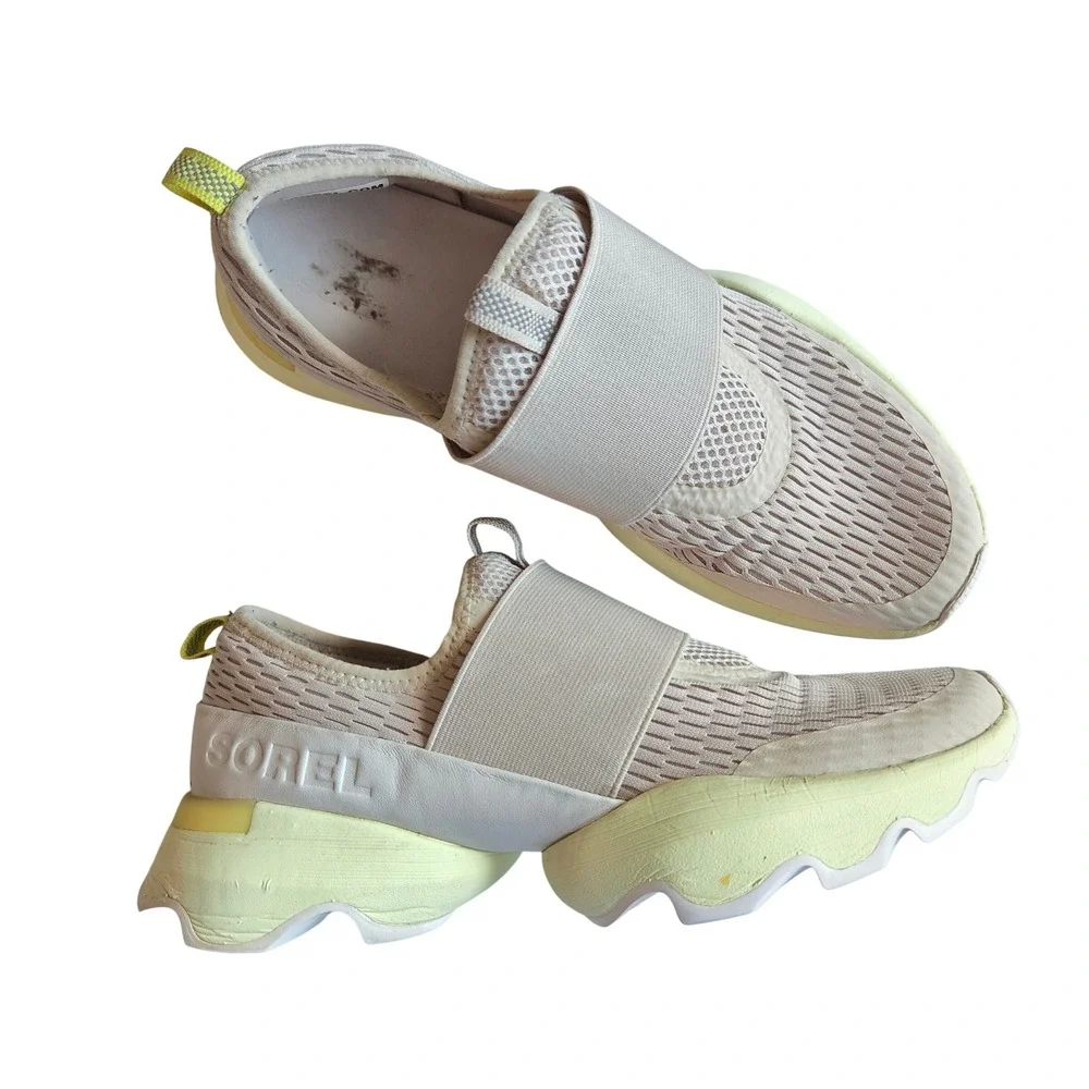 Sorel Kinetic Impact II Strap Women 8.5 Chalk Yellow Mesh Sneakers NL4698-278